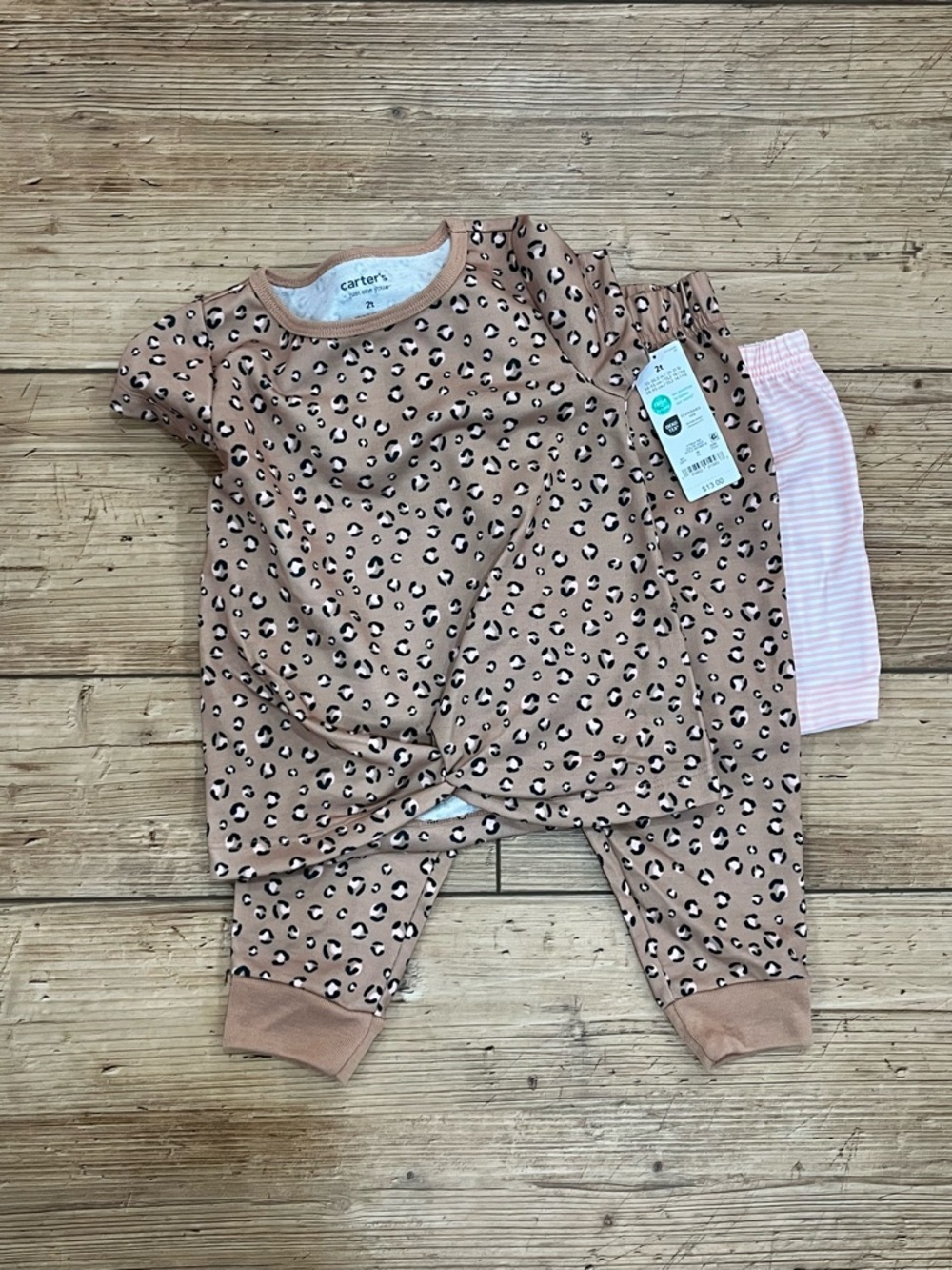 Carter's Leopard Print Pajama Set in Pink and Brown
